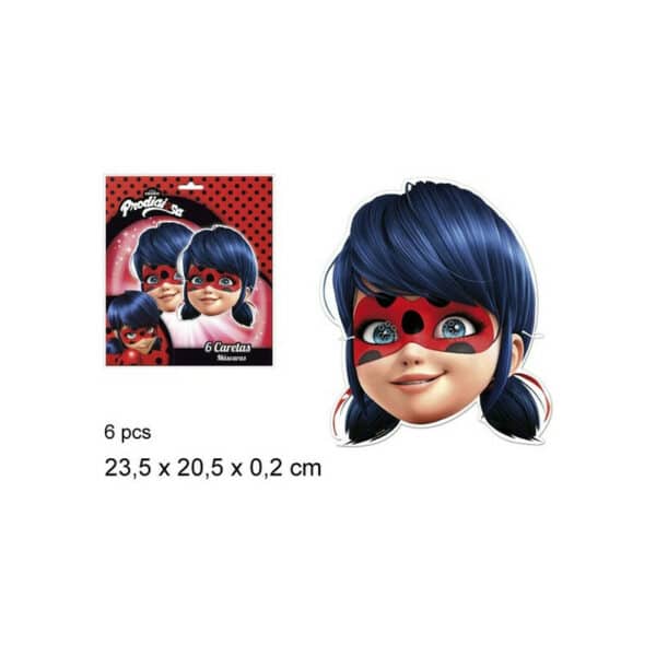 MASCHERA CARTONE PER VISO LADY BUG 6 PZ
