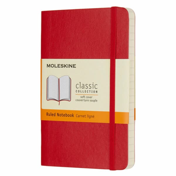 MOLESKINE: Taccuino Classic Piccolo Copertina Morbida, Rosso RIGHE