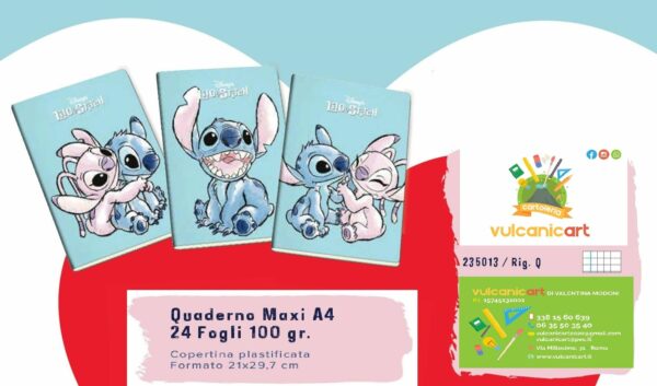 STITCH: CONFEZIONE 10 PZ QUADERNONI 5 MM CON MARGINE (Q)