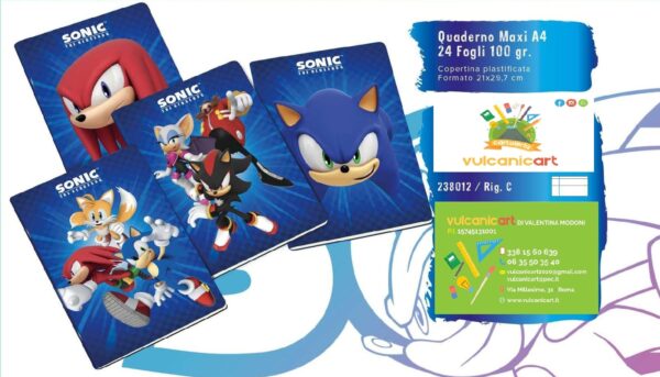 SONIC: CONFEZIONE 10 PZ QUADERNONI 1 RIGO CON MARGINE (C)
