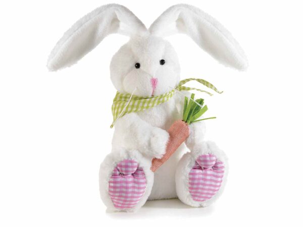 PASQUA: Coniglietti in finto pelo con carotina e morbide orecchie lunghe modellabili
