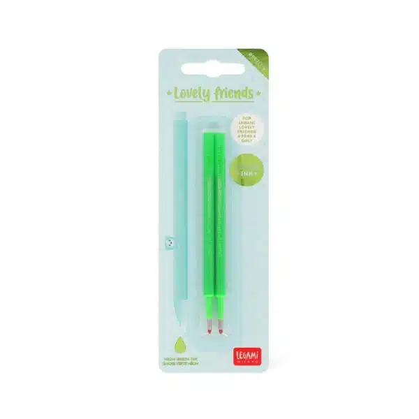 LEGAMI: Set di 2 Refill per Penna Gel - Lovely Friends - VERDE FLUO - immagine 2