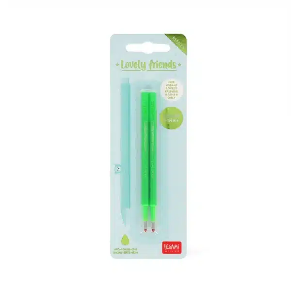 LEGAMI: Set di 2 Refill per Penna Gel - Lovely Friends - VERDE FLUO