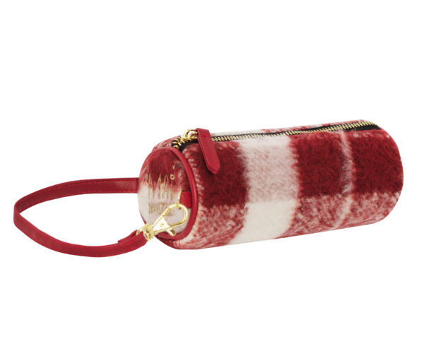 ROUND BEAUTY CASE CHECK RED/WHITE