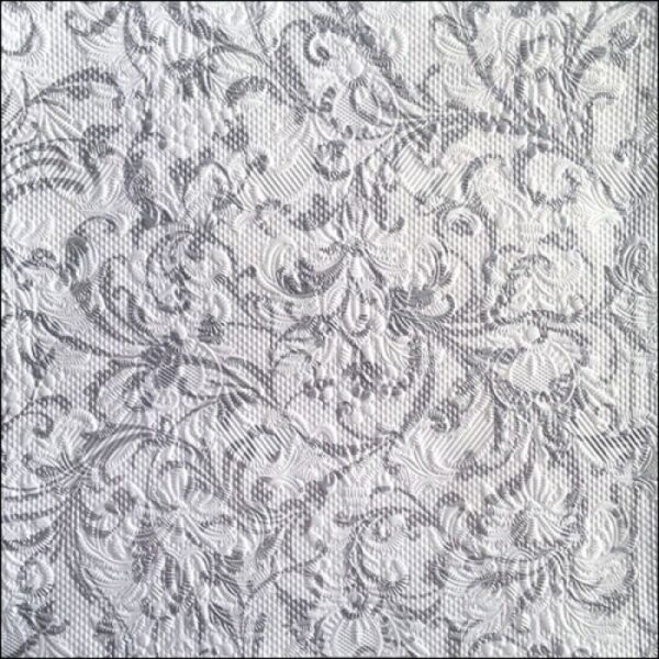 AMBIENTE: tovagliolo 33x33 elegance damascato bianco/argento(1330 7386)