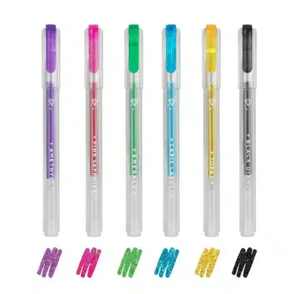 LEGAMI: OF 6 GLITTER GEL PENS - Set di 6 Mini Penne Gel Glitterate - MULTICOLOR