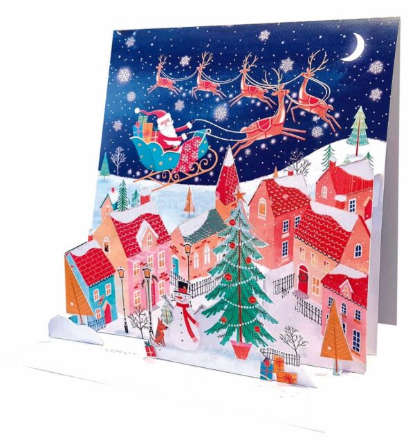 PICTURA NATALE. BIGL.3D XMAS POP UP SQUARE SANTA FLYNG OVER THE (20599)