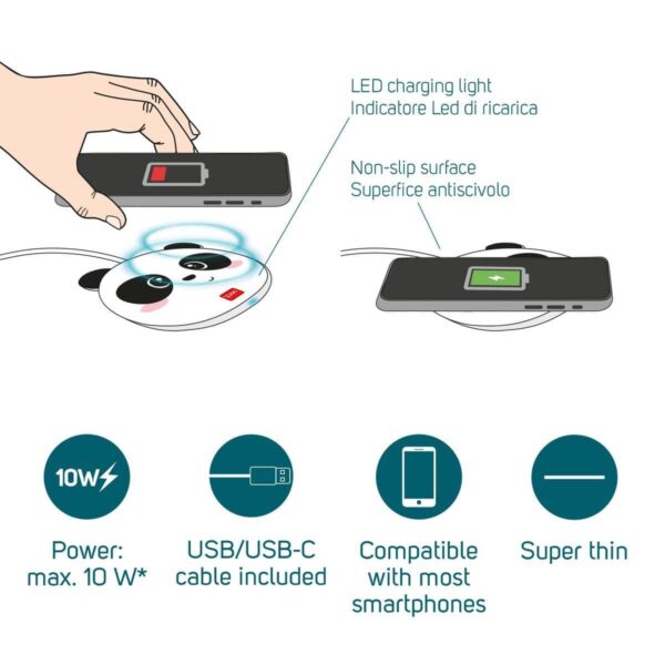 SMARTPHONE WIRELESS CHARGER - SUPER FAST - PANDA (WCHAR000 2) - immagine 2