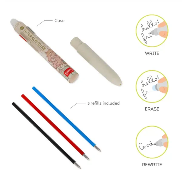 LEGAMI: 3-COLOUR ERASABLE GEL PEN - Penna Gel Cancellabile 3 Colori - TRAVEL - immagine 2