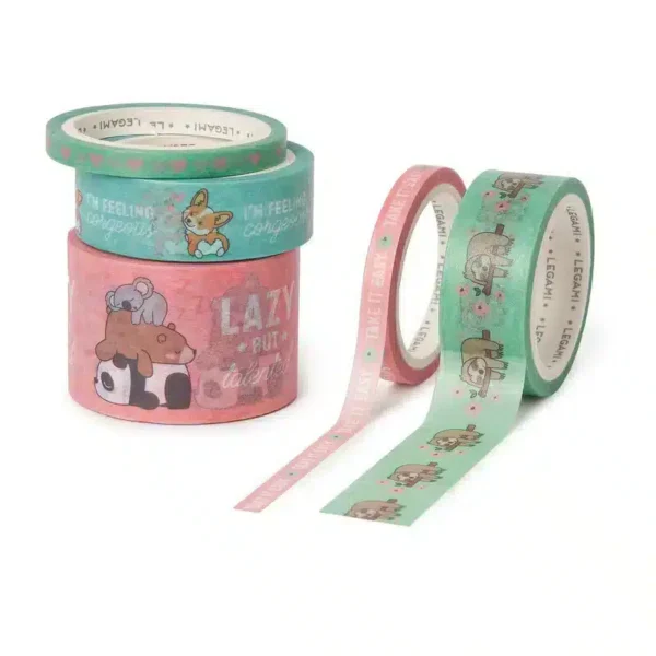 Set di 5 Nastri Adesivi di Carta - Tape By Tape - CUTE ANIMALS (TAP0007) - immagine 2