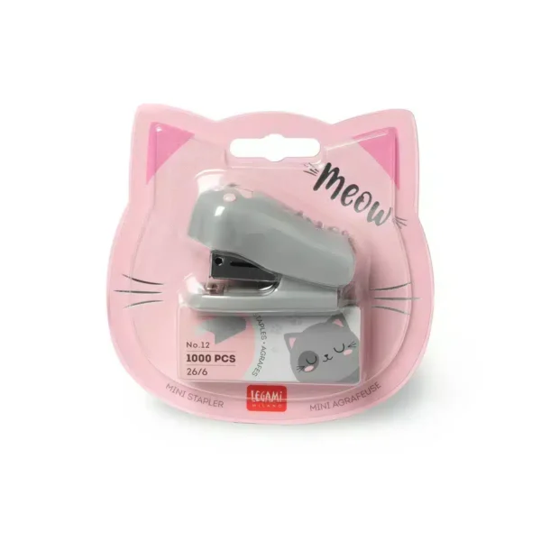 LEGAMI: MINI STAPLER - MEOW - KITTY - minicucitrice + punti - immagine 2