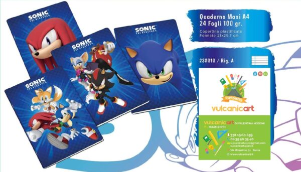 SONIC: CONFEZIONE 10 PZ QUADERNONI RIGA 1-2 ELEMENTARE CON MARGINE (A)