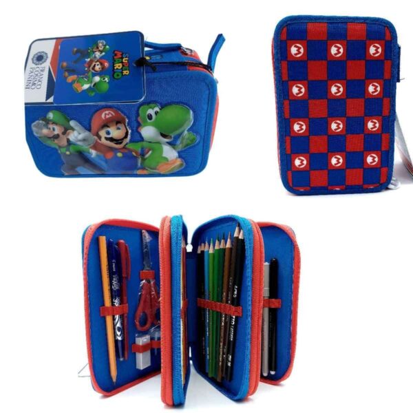 SUPER MARIO: ASTUCCIO CORREDO 3 ZIP CON PENNA FRIXION
