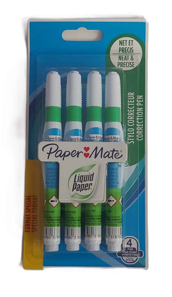 PAPER MATE: CORRETTORE A PENNA NP 10 METALLO MICRO 7 ML cf 4 pz