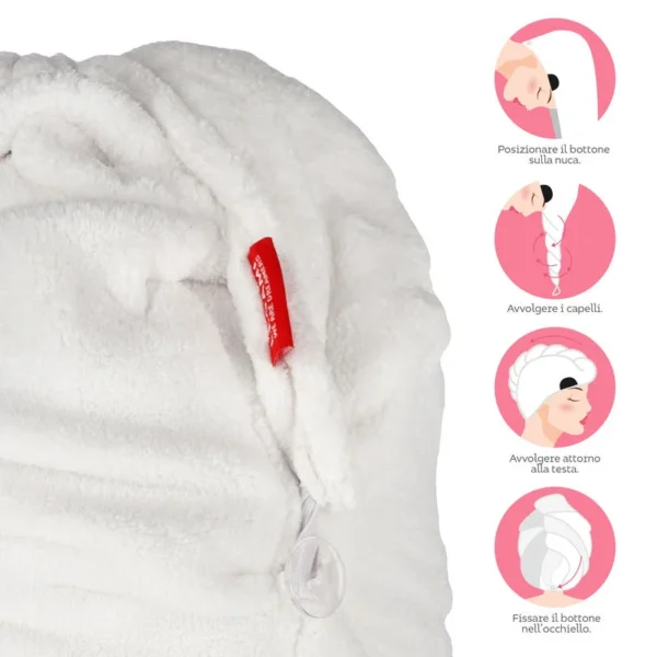 Asciugamano per Capelli a Turbante - Love My Hair - PANDA (HTW0001) - immagine 3