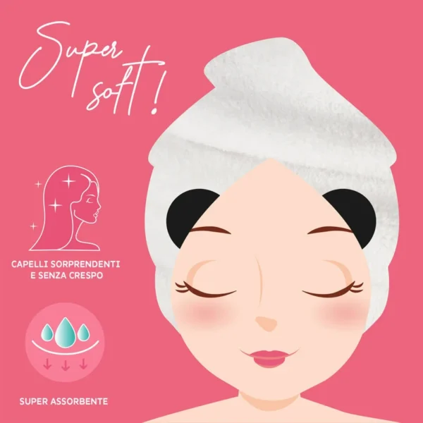 Asciugamano per Capelli a Turbante - Love My Hair - PANDA (HTW0001) - immagine 2