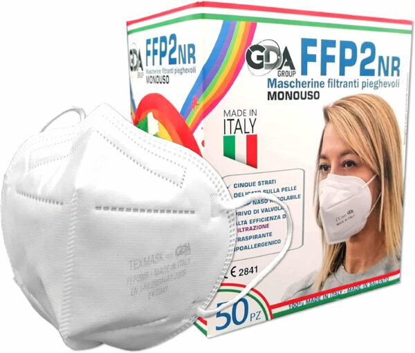 GDA: 50 MASCHERINE FFP2 ADULTO BIANCHE MADE IN ITALY