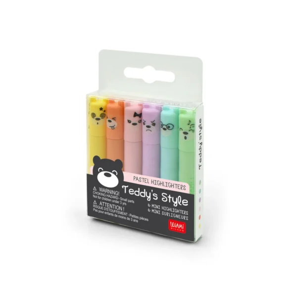 LEGAMI: SET 6 EVIDENZIATORI MINI ORSETTO PASTEL (MH0004) - immagine 2
