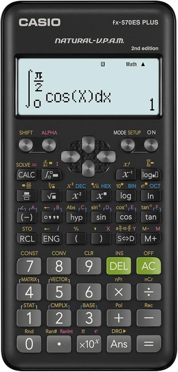 CASIO: CALCOLATRICE SCIENTIFICA FX 570 ES PLUS 417 funzioni - 10+2 cifre mm 161 x 137 X 8 mm