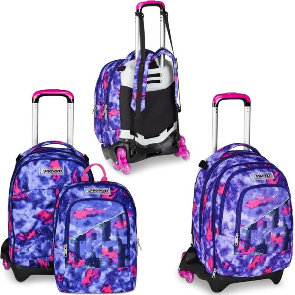 SEVEN: ZAINO TROLLEY TRE RUOTE DETACH SHADY DYE GIRL